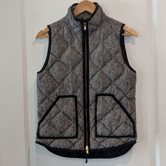 J. Crew Vest Women's XS Gray Excursion Quilted Puffer in Herringbone Full-Zip - Picture 8 of 16